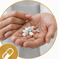 Hands holding medication during care education