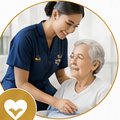 Caregiver supporting an older adult